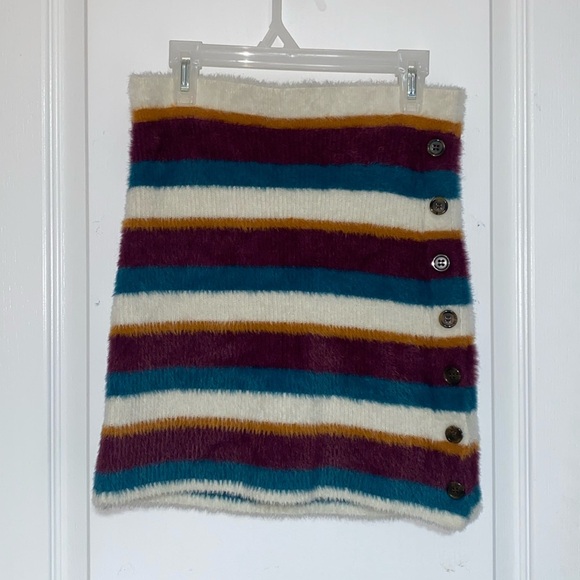 NWT Free People Ciara Sweater Mini Buttoned Striped Fig Jam Skirt Size Small - Picture 6 of 11